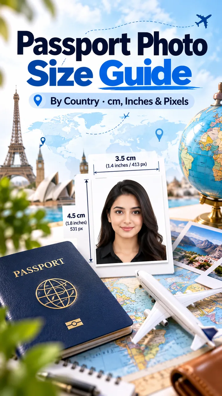 Passport Size Photo Size in cm, Inches and Pixels, by Country