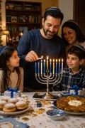 Hanukkah Family Gathering: AI American Cultural Celebrations example