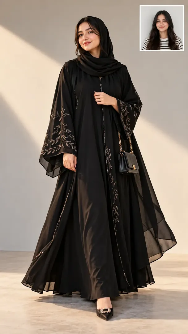 Abaya Fashion Runway: AI Arabian Cultural & Fashion photo effect example 2