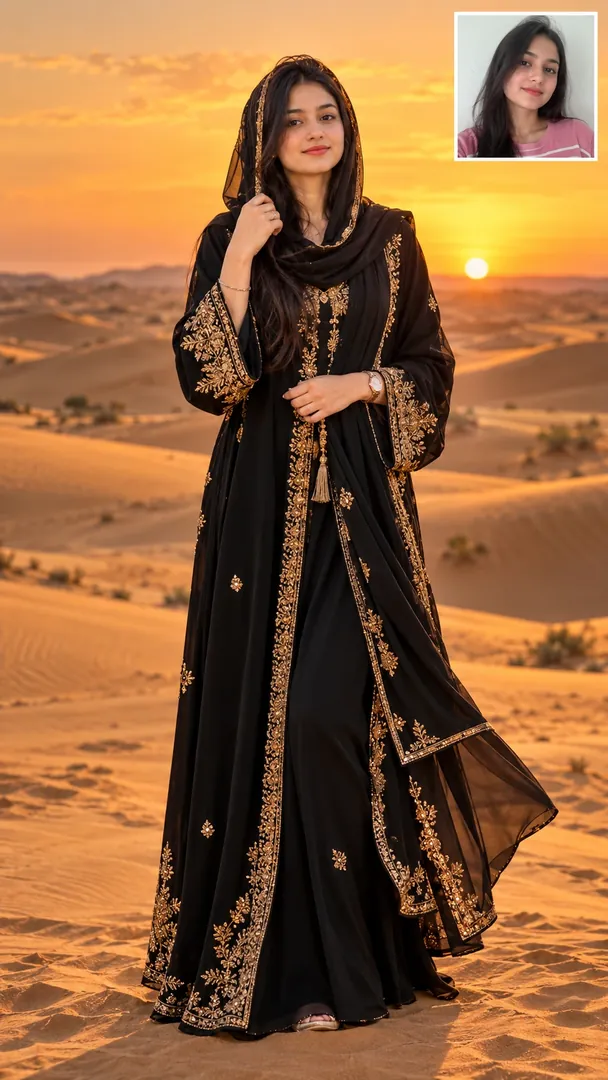 Arabian Desert Fashion: AI Arabian Cultural & Fashion photo effect