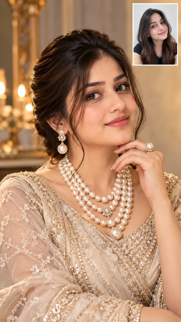 Gulf Pearl Jewelry Portrait: AI Arabian Cultural & Fashion photo effect example 2
