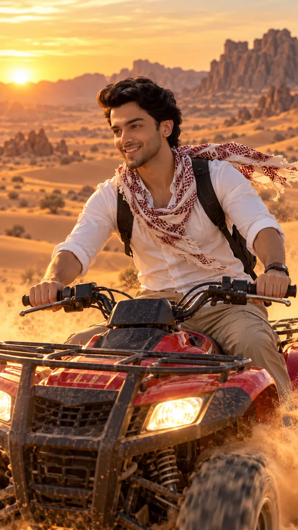Desert Quad Bike: AI Arabian Desert prompt example
