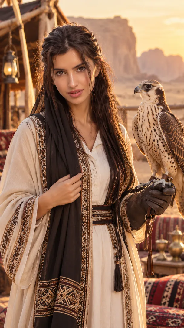 Falcon on Hand: AI Arabian Desert photo effect example 2