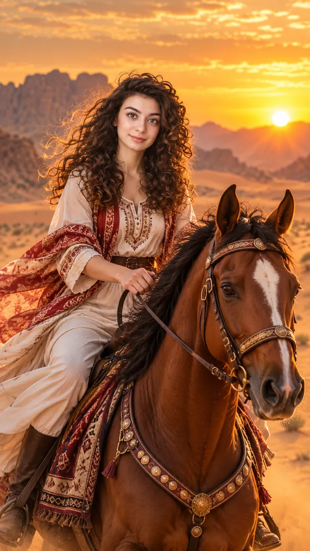 Horse Riding Arabian Desert: AI Arabian Desert prompt example