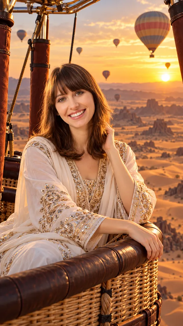 Hot Air Balloon Desert: AI Arabian Desert prompt example