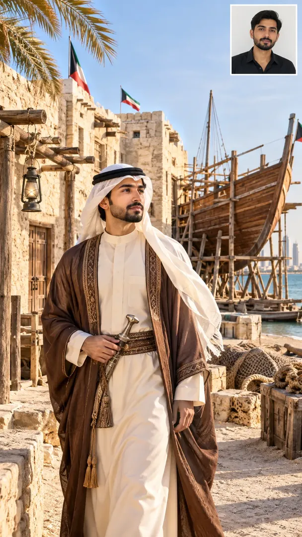 Old Kuwait Heritage: AI Arabian Heritage photo effect example 2