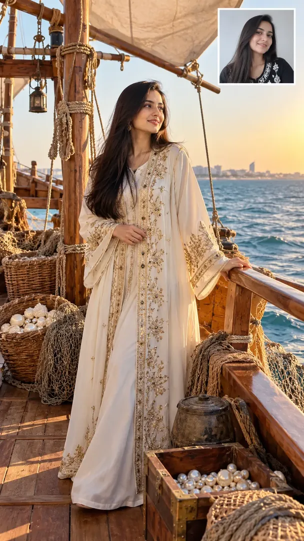 Pearl Diving Dhow Heritage: AI Arabian Heritage photo effect