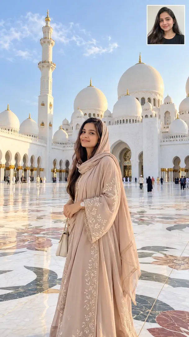 Sheikh Zayed Grand Mosque: AI Arabian Heritage photo effect example 1