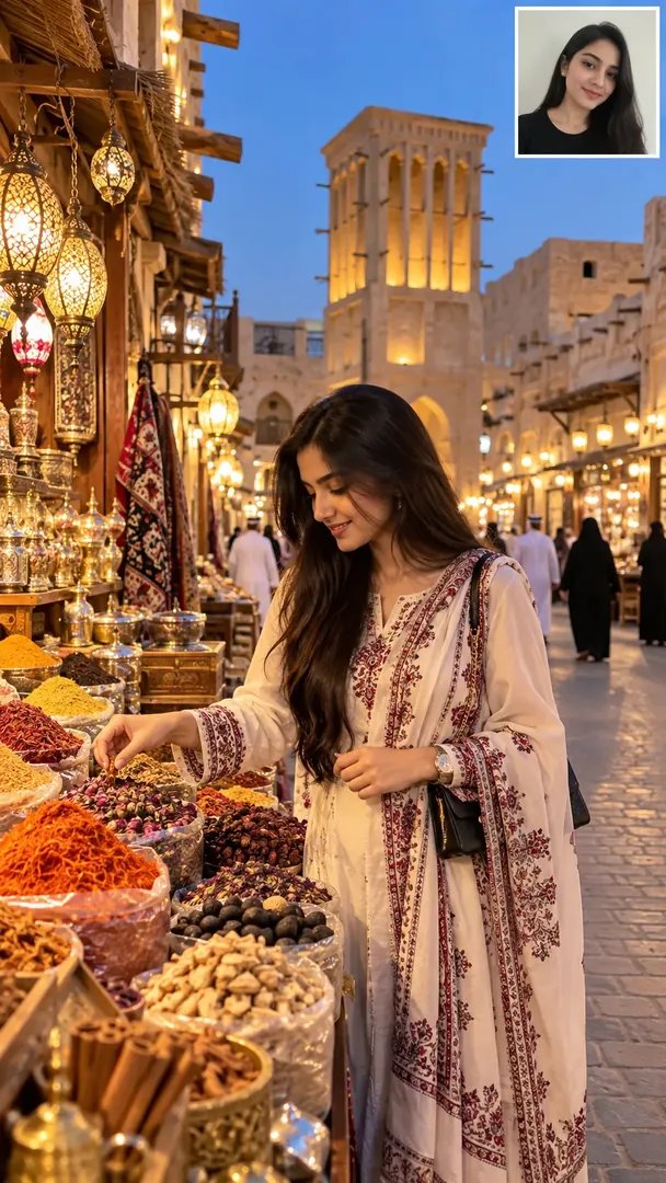 Souq Waqif Portrait: AI Arabian Heritage photo effect example 2