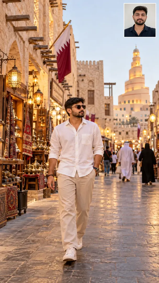 Souq Waqif Portrait: AI Arabian Heritage photo effect example 1