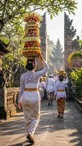 Temple Offering Procession: AI Balinese Hindu Festivals example
