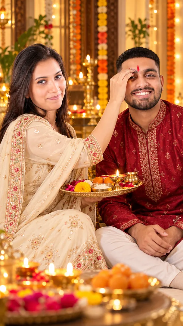Bhai Dooj Tilak Ceremony: AI Bhai Dooj photo effect example 2