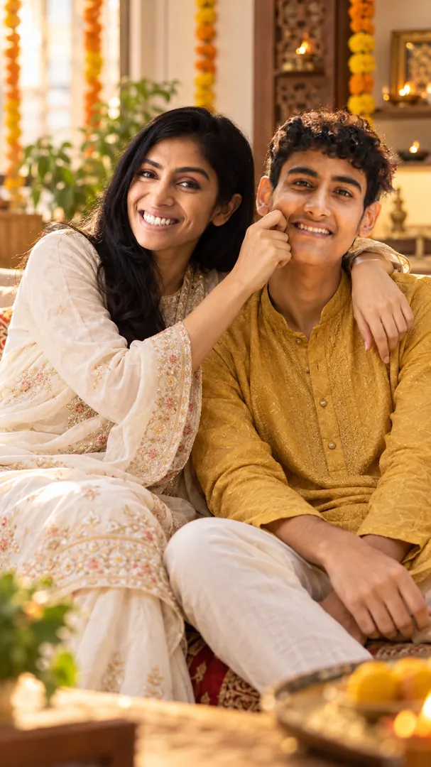 Candid Sibling Moments: AI Bhai Dooj photo effect example 2