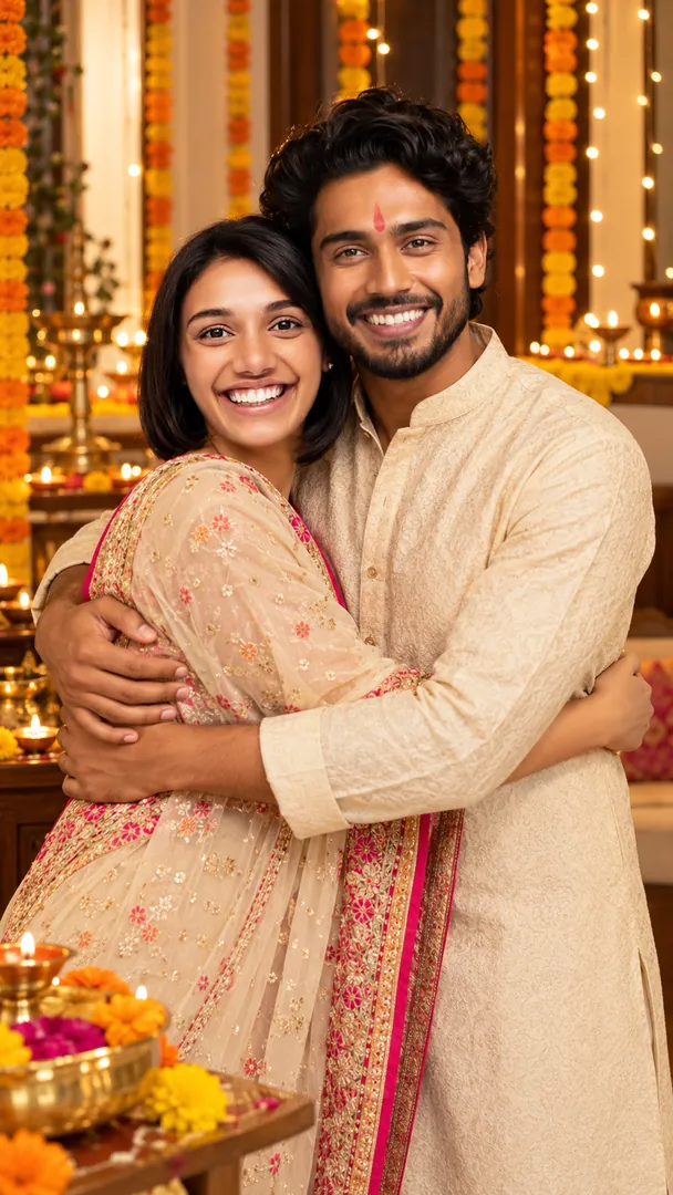 Sibling Hug: AI Bhai Dooj photo effect