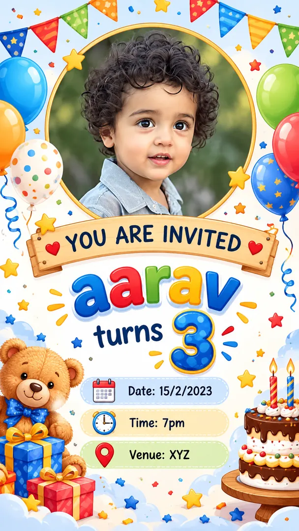 Birthday Invitation Card example 2: AI Birthday Posters & Custom Wishes photo effect