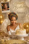 Champagne Gold: AI Birthday Posters & Custom Wishes example