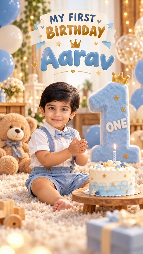1st Birthday Poster: AI Birthday Posters & Custom Wishes photo effect