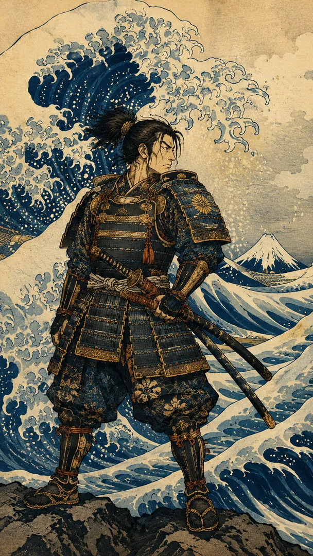 Ukiyo-e Woodblock AI photo example 2