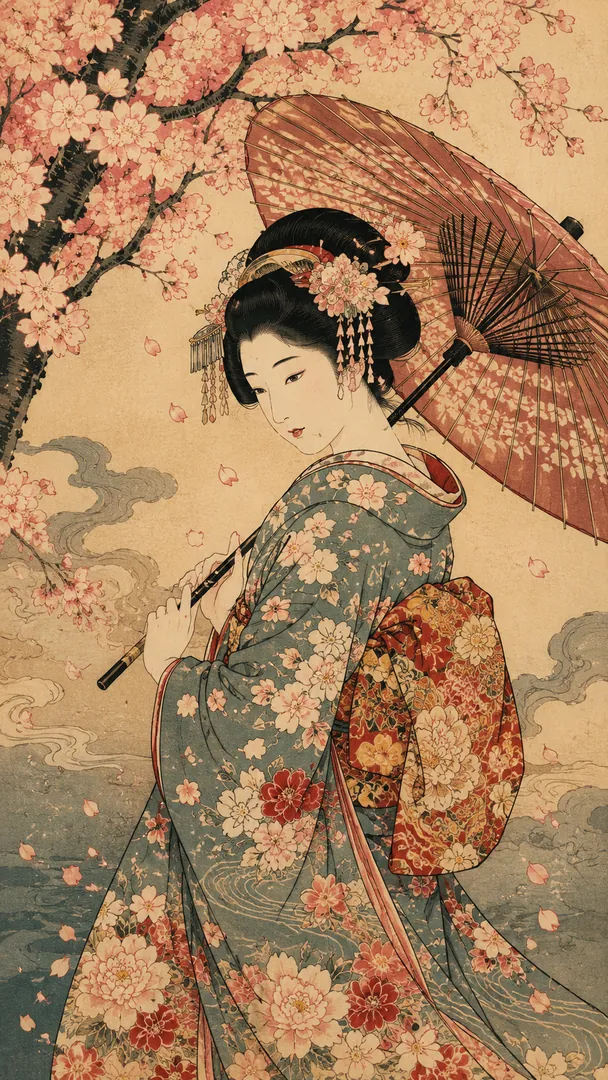 Ukiyo-e Woodblock — AI photo example