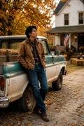 Vintage Pickup & Farmhouse: AI Cozy & Autumn Aesthetic example