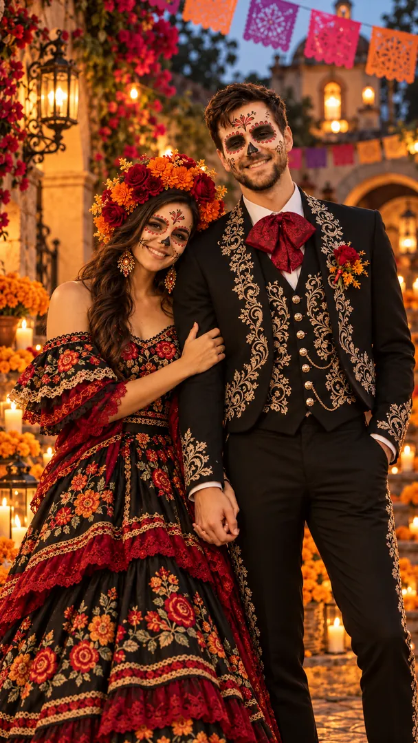 Day of the Dead Couple: AI Day of the Dead photo effect