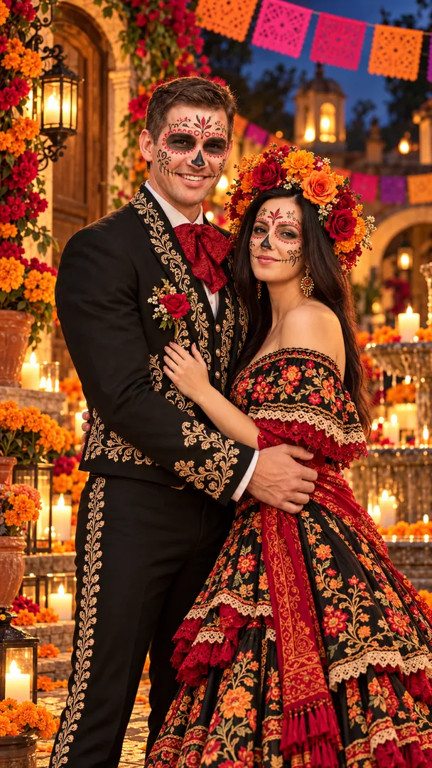 Day of the Dead Couple: AI Day of the Dead photo effect example 2