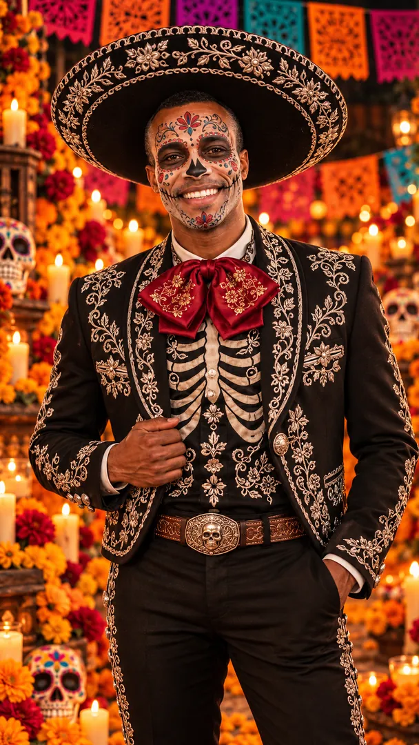 El Catrín Portrait example 2: AI Day of the Dead photo effect