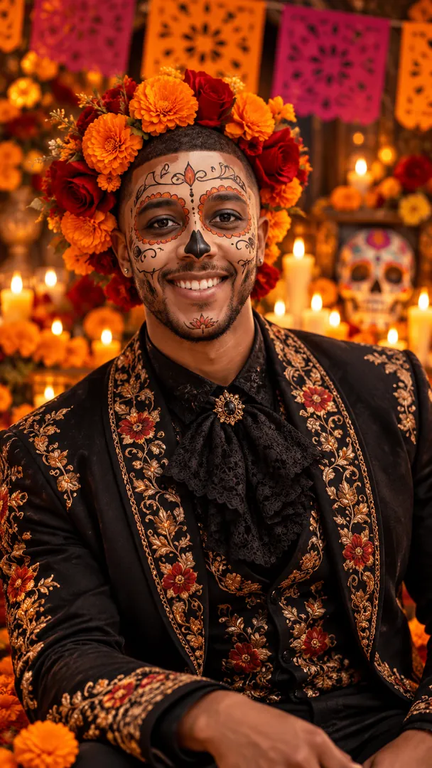 La Catrina Portrait example 2: AI Day of the Dead photo effect