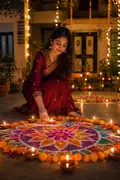 Rangoli Courtyard: AI Diwali example