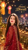 Rooftop Lanterns & Fireworks: AI Diwali example