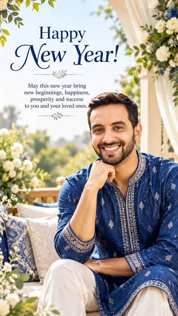Happy New Year — Personal Traditional Portrait: AI Diwali photo effect