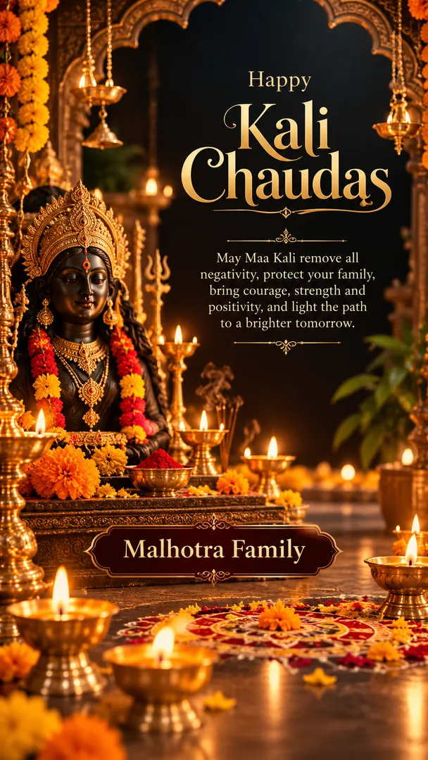 Kali Chaudas Greeting Card example 2: AI Diwali photo effect