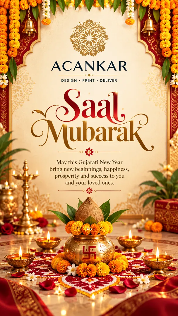 New Year Greeting Card example 2: AI Diwali photo effect