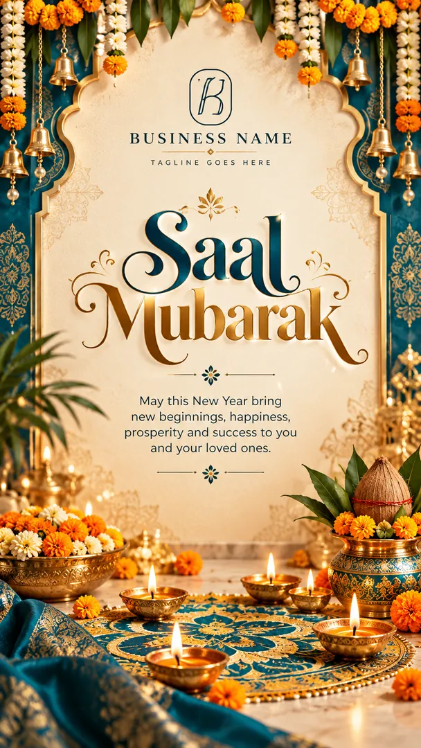 New Year Greeting Card: AI Diwali photo effect