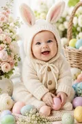 Cute Easter Baby Portrait: AI Easter example