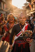 Masked Street Celebration: AI Gai Jatra example