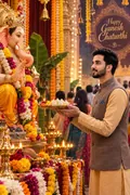 Modak Offering Devotee: AI Ganesh Chaturthi example