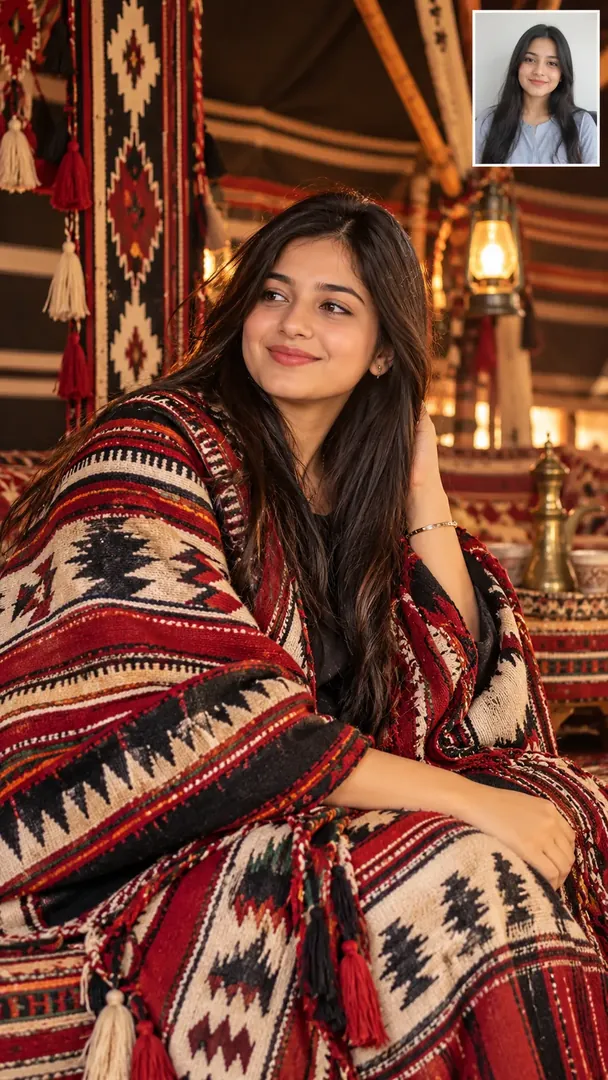 Al Sadu Weaving Portrait: AI Gulf Festivals & Traditions photo effect example 2