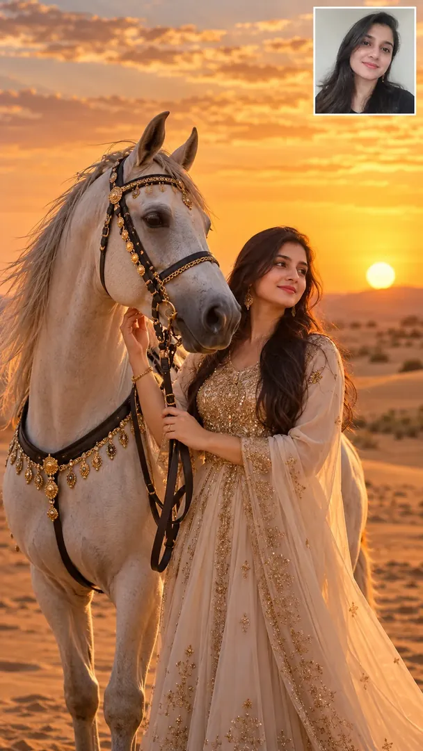 Arabian Horse Portrait: AI Gulf Festivals & Traditions photo effect