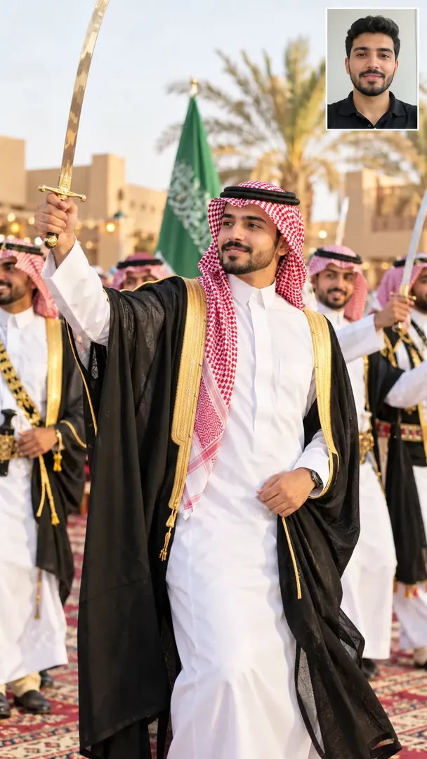 Ardha Sword Dance: AI Gulf Festivals & Traditions photo effect example 2