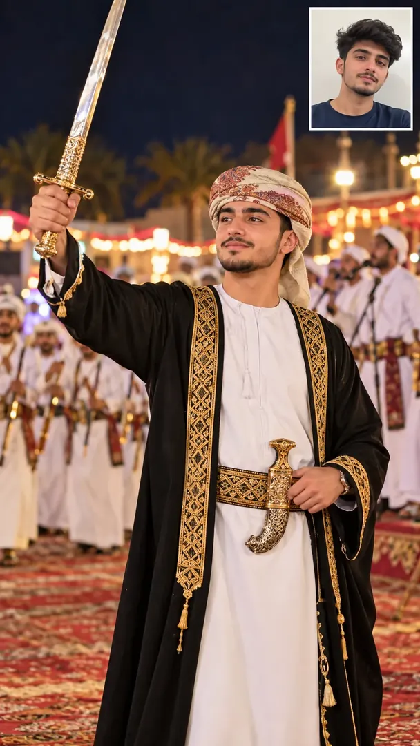 Ardha Sword Dance: AI Gulf Festivals & Traditions photo effect