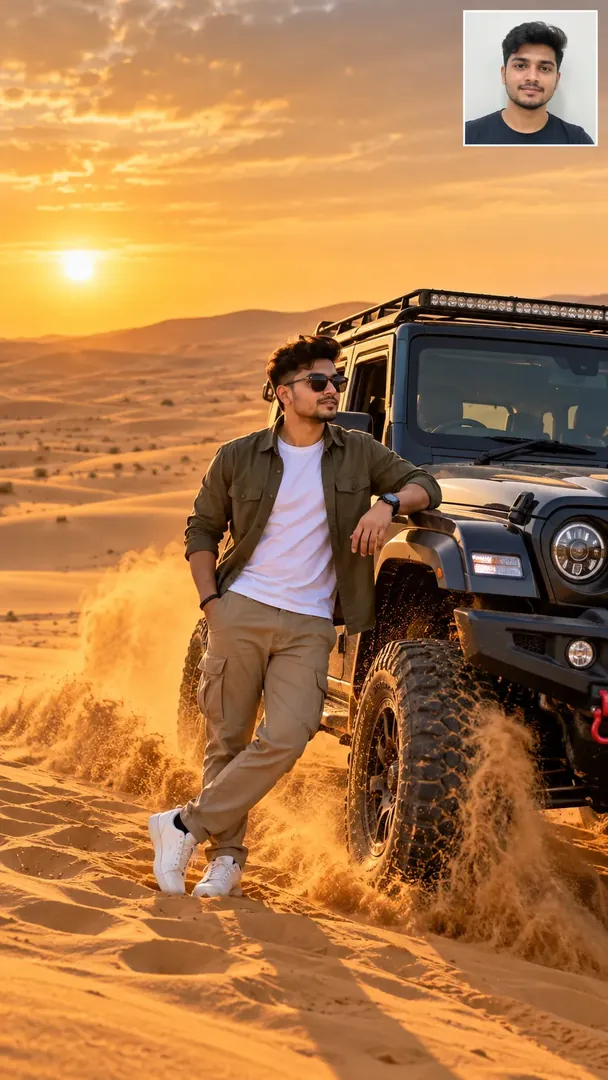Desert Safari Dune Bashing: AI Gulf Modern Lifestyle photo effect example 2
