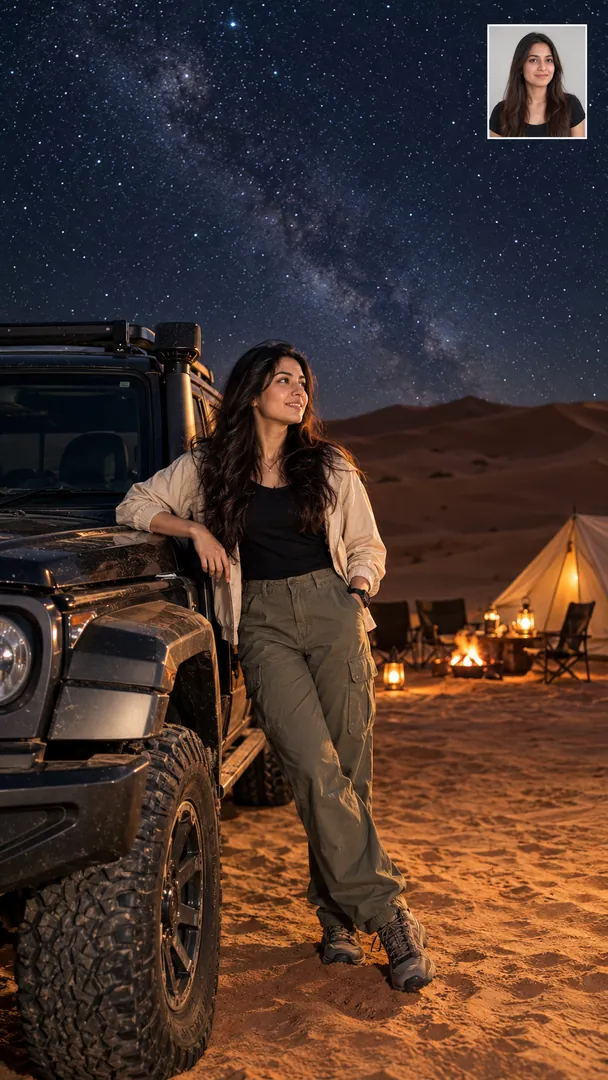 Desert Safari Dune Bashing: AI Gulf Modern Lifestyle photo effect