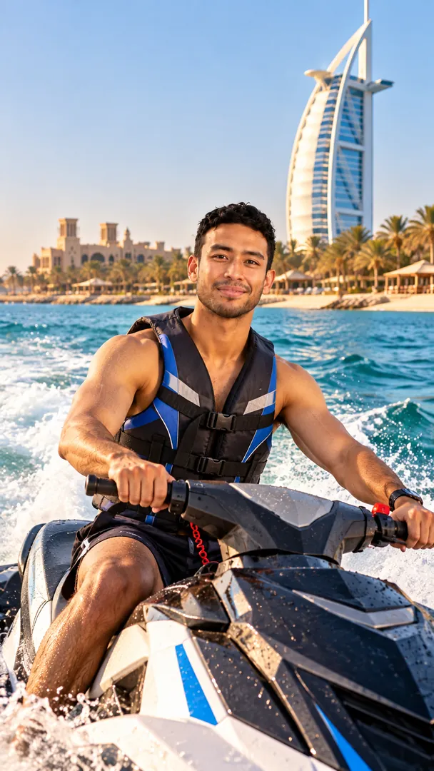 Jet Ski Arabian Coast: AI Gulf Modern Lifestyle prompt example