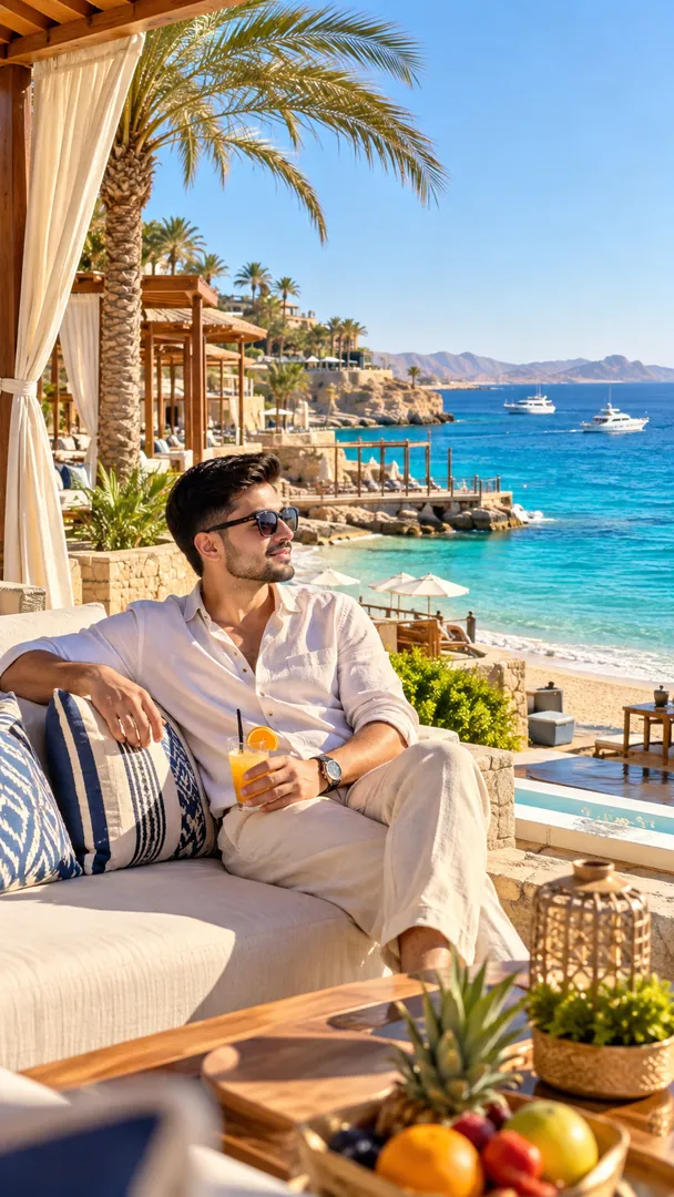 Red Sea Luxury Escape: AI Gulf Modern Lifestyle prompt example