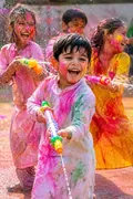 Kids Water Fight: AI Holi example