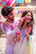 Holi Splash Couple: AI Holi example