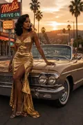 Classic Hollywood Convertible: AI Hollywood & Fashion example