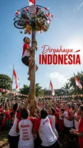 Panjat Pinang Challenge: AI Indonesia Independence Day example