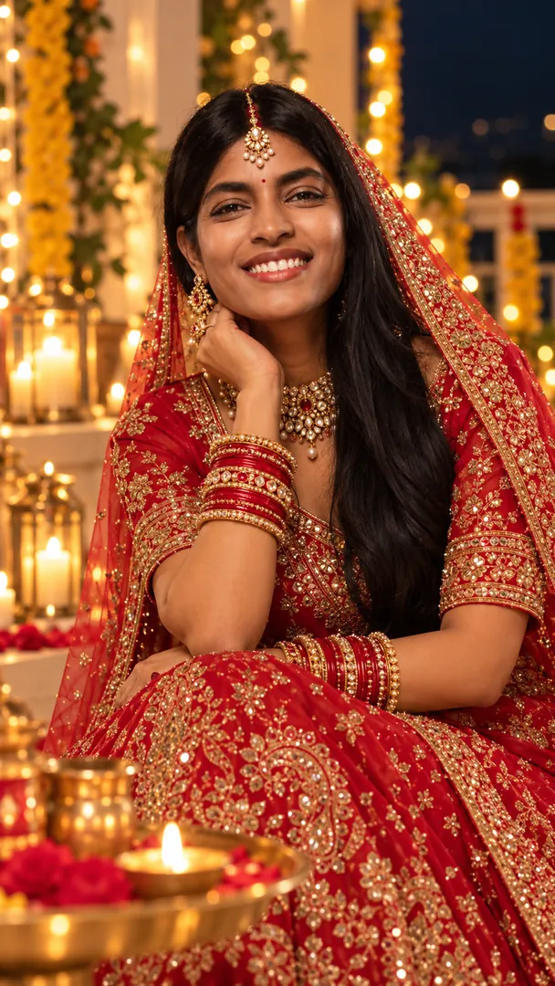 Karwa Chauth Bridal Look: AI Karwa Chauth photo effect example 2